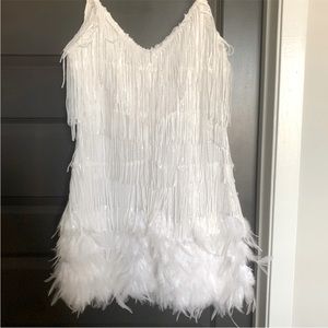 White feather & sequins dress from showpo size medium